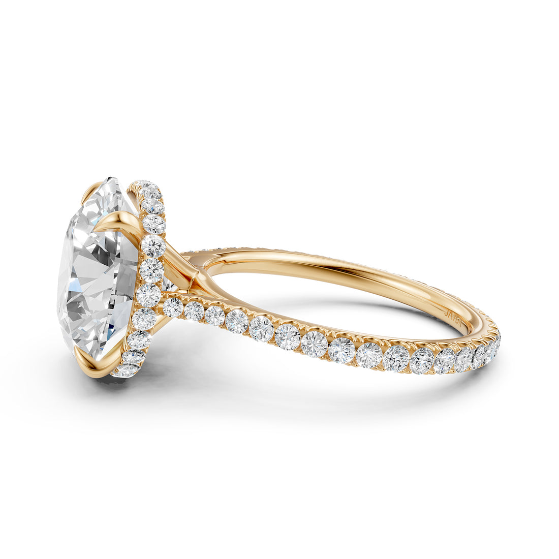 Cathedral Style Halo French U Pave Set Lab Grown Diamond Engagement Ring IGI Certified 4.55 Ctw.
