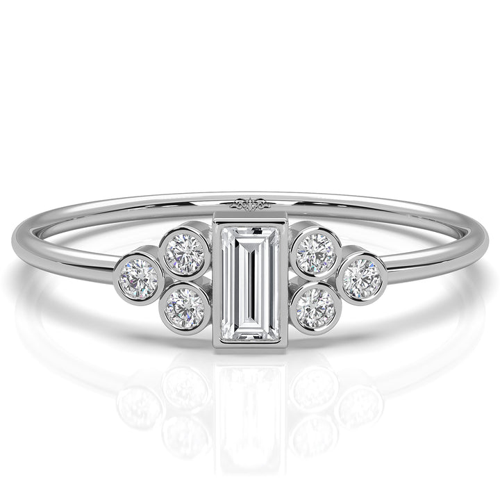 Cluster Bezel Baguette Round Lab Diamond Fashion Ring 0.27ctw.
