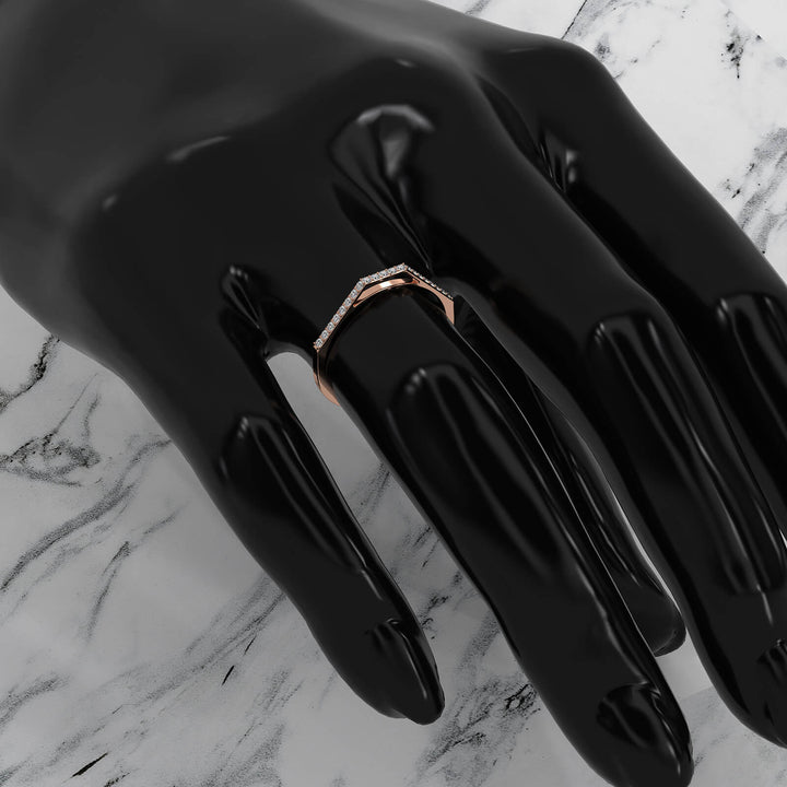 Slim Minimalist Stackable Geo Round Lab Diamond Fashionable Ring 0.14ctw.