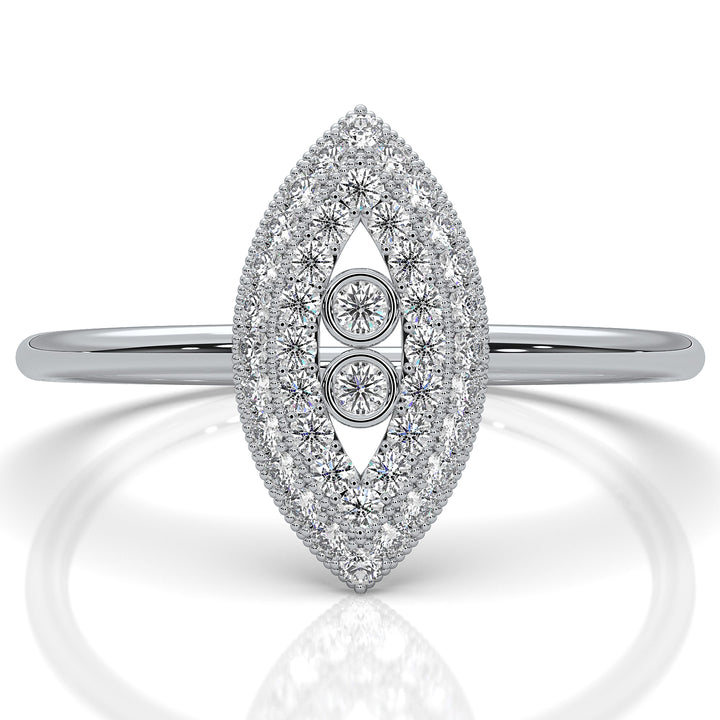 Light Weight Marquise Double Halo Lab Diamond Engagement Ring 0.24ctw.