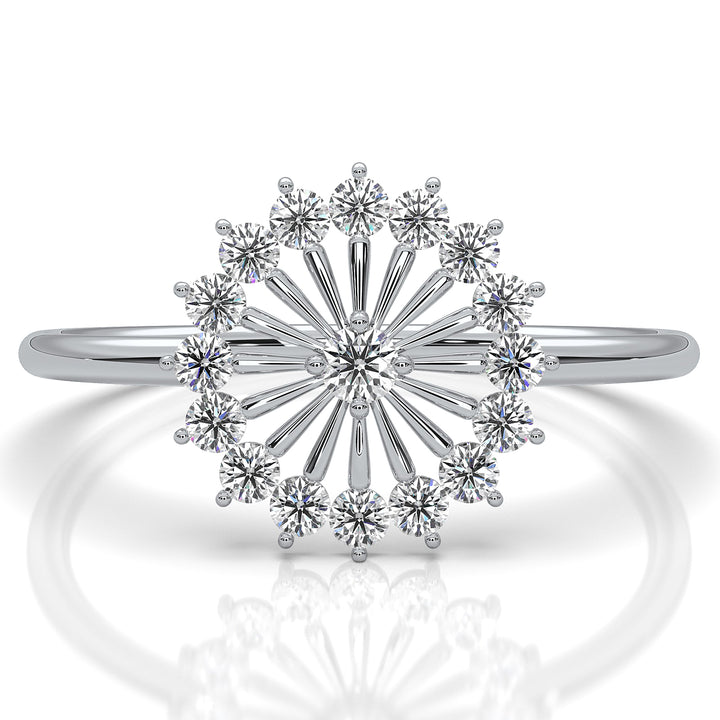 Sleek and Light Weight Fashion Halo Round Lab Diamond Ring 0.23ctw.