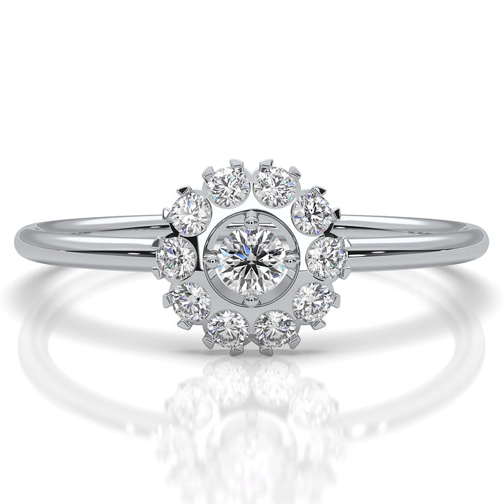 Prong Set Floral Halo Light Weight Lab Diamond Ring Engagement 0.21ctw.