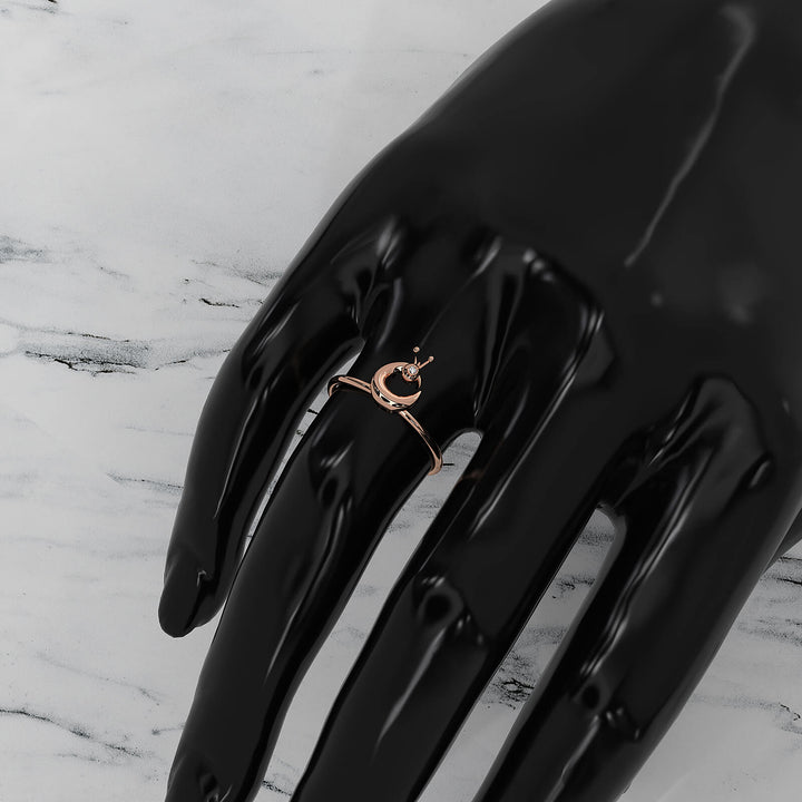 Bezel Set Fashionable Light Weight Peacock Lab Diamond Ring 0.01ctw.