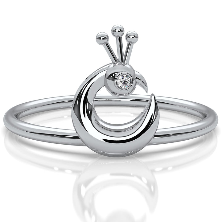 Bezel Set Fashionable Light Weight Peacock Lab Diamond Ring 0.01ctw.