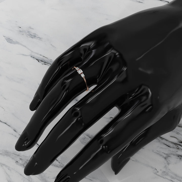 Minimalist Sleek Design Baguette Lab Diamond Light Weight Ring 0.16ctw.