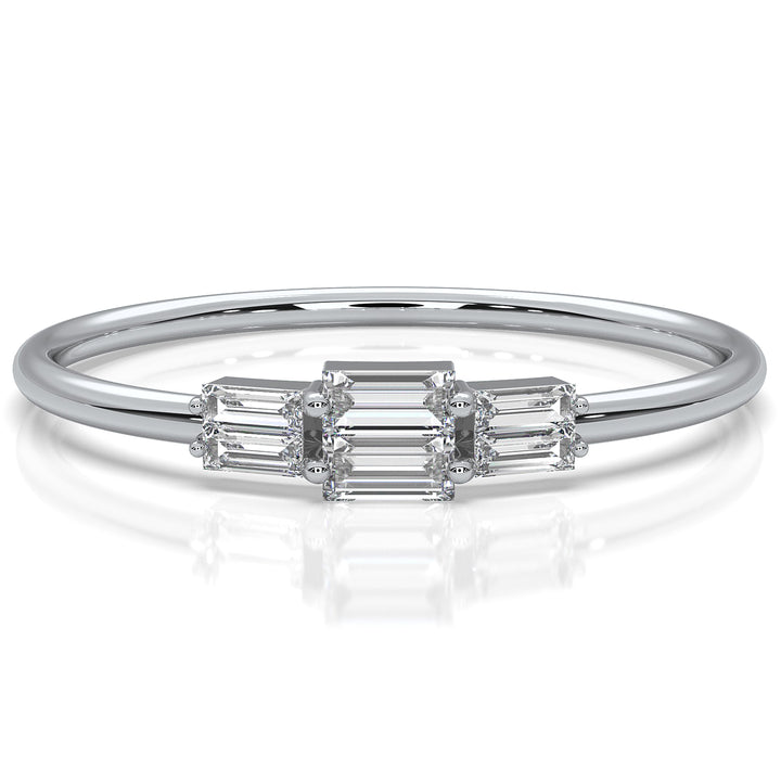 Minimalist Sleek Design Baguette Lab Diamond Light Weight Ring 0.16ctw.