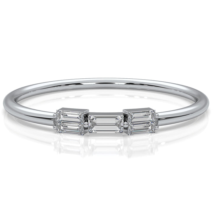 High Polished Slim and Sleek Stackable Baguette Lab Diamond Ring 0.11ctw.