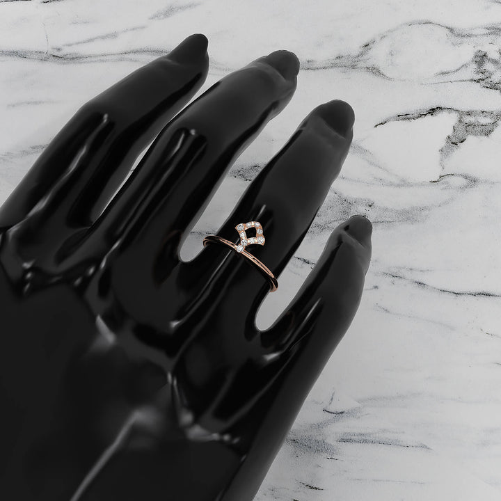 Minimalist Kite Shape Round Cut Lab Diamond Fashion Ring 0.1ctw.