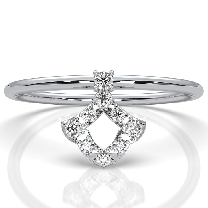 Minimalist Kite Shape Round Cut Lab Diamond Fashion Ring 0.1ctw.