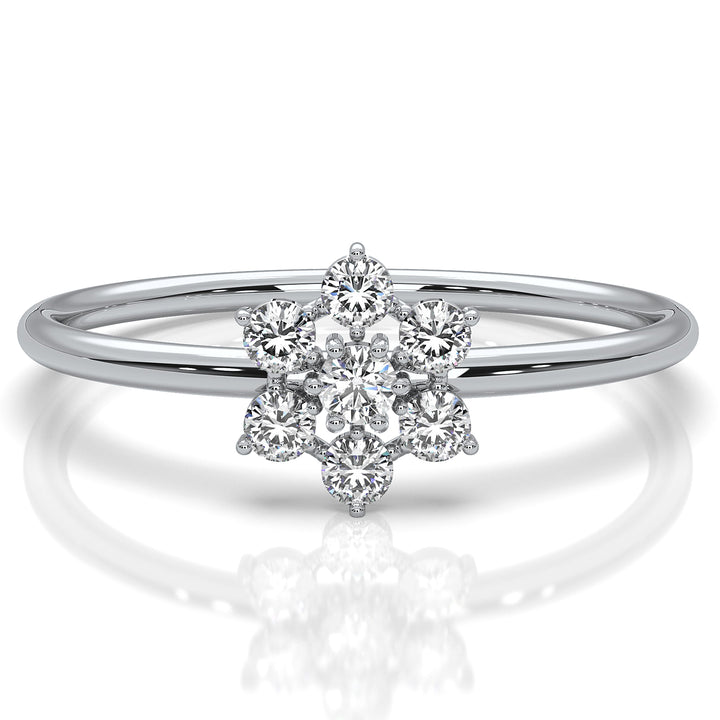 Flower Cluster Minimalist Round Lab Diamond Prong Set Fashion Ring 0.16ctw.