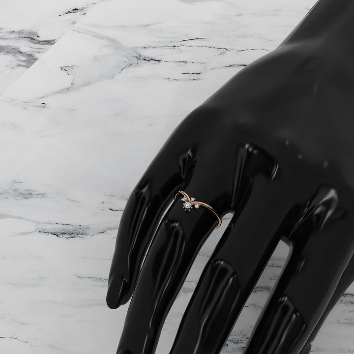 V Shaped Cluster Round Lab Diamond Fashion Anniversary Ring 0.1ctw.