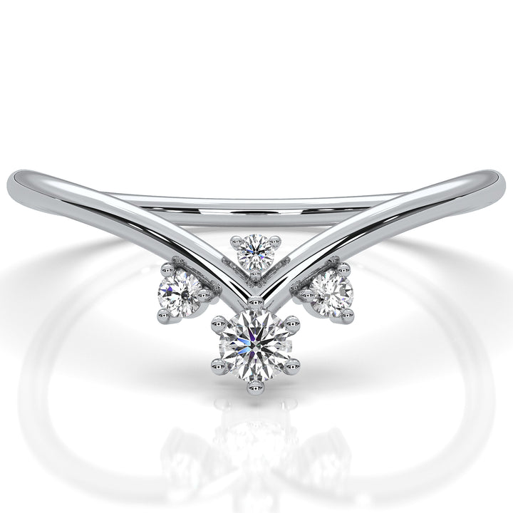 V Shaped Cluster Round Lab Diamond Fashion Anniversary Ring 0.1ctw.