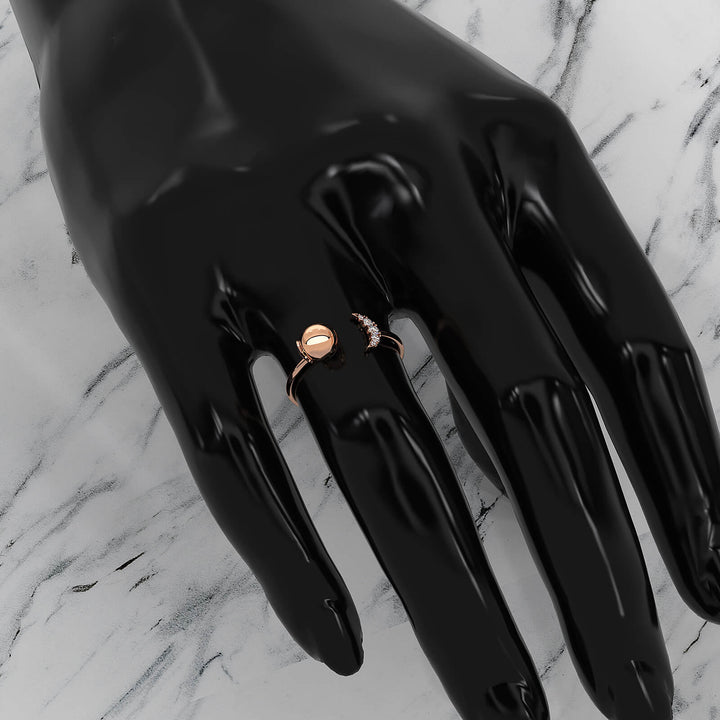 Half Moon Open Band Round Lab Diamond Fashion Anniversary Ring 0.05ctw.