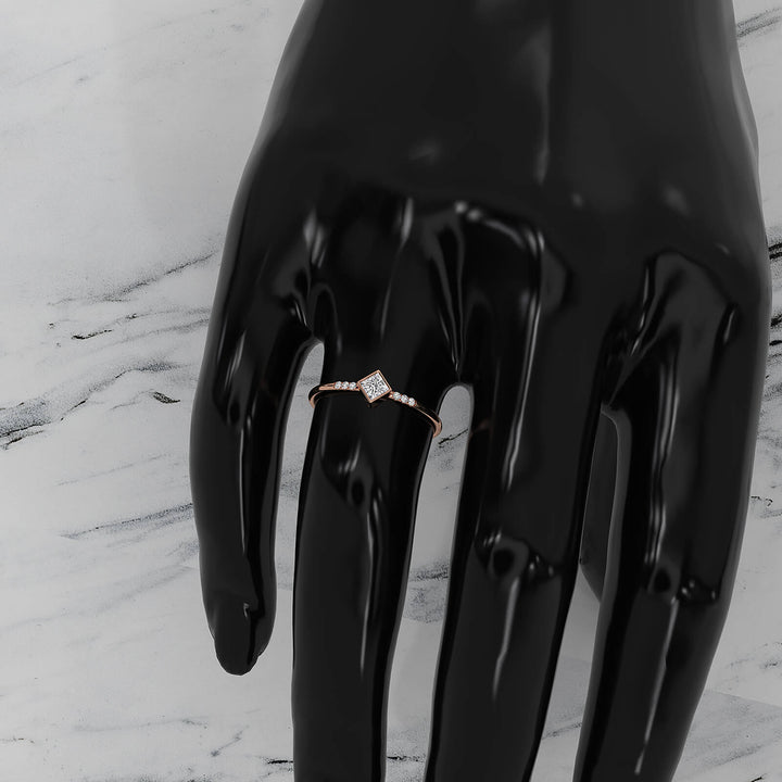 Princess Lab Diamond Bezel Set Fashion Anniversary Ring 0.20ctw.