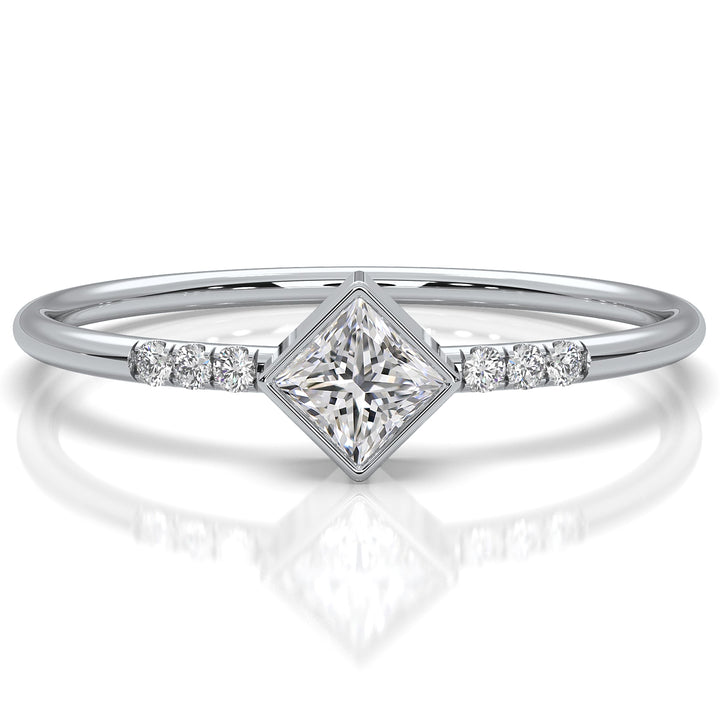 Princess Lab Diamond Bezel Set Fashion Anniversary Ring 0.20ctw.