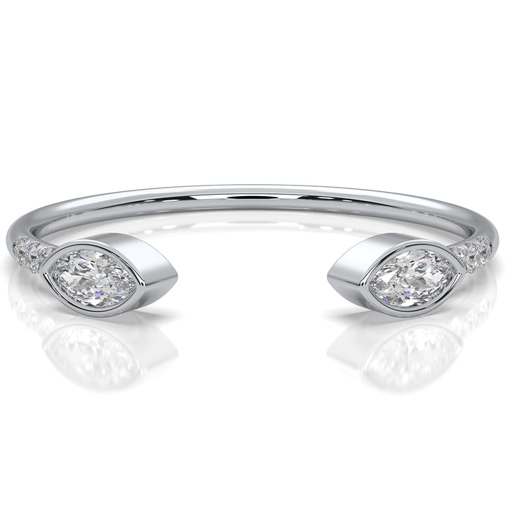 Minimalist Marquise Shape Open Lab Diamond Fashion Ring 0.13ctw.