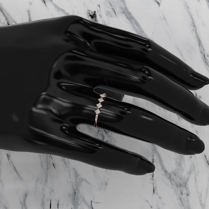 4 Stone Cluster Bezel Set Round Lab Diamond Fashion Ring 0.23ctw.