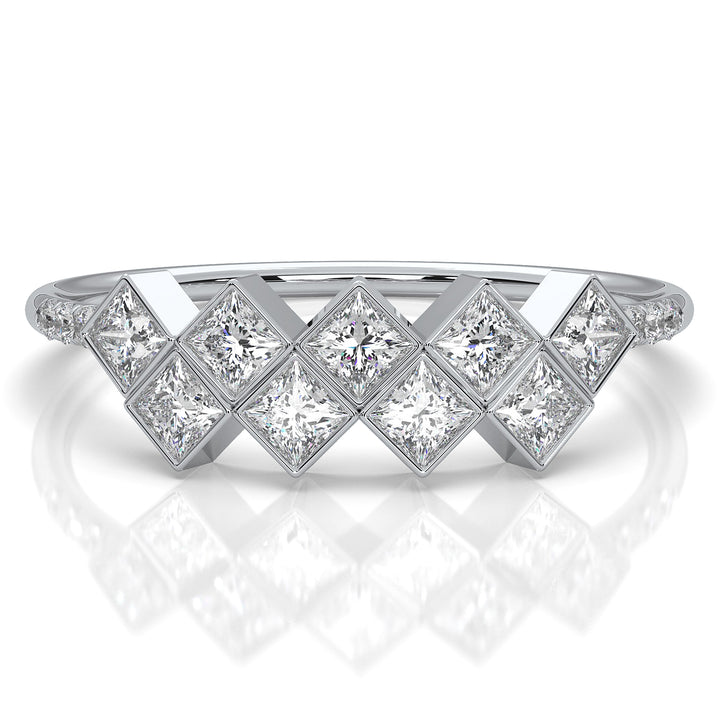 Cluster Double Row Prong Set Women's Lab Diamond Fashionable Ring 0.22ctw.