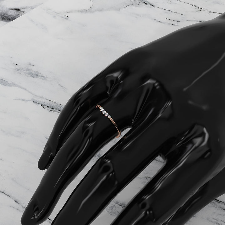 Sleek & Slim 5 Stone Round Shape Lab Diamond Fashion Ring 0.06ctw.