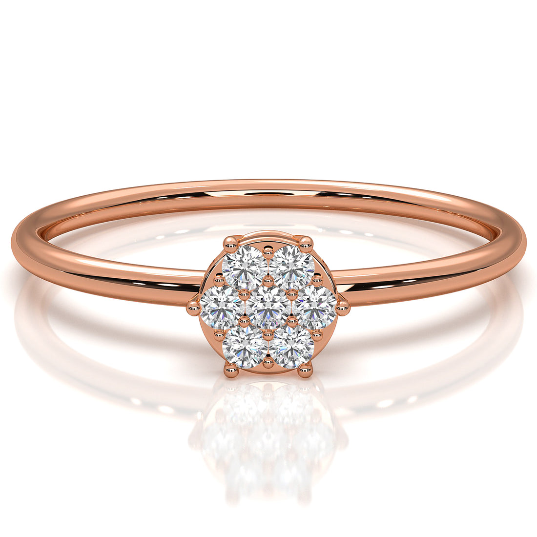 Minimalist Fashionable Petite Round Lab Diamond Prong Set Ring 0.09ctw.