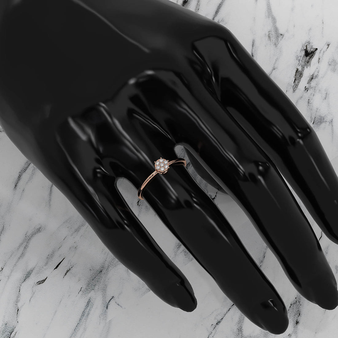 Minimalist Fashionable Petite Round Lab Diamond Prong Set Ring 0.09ctw.