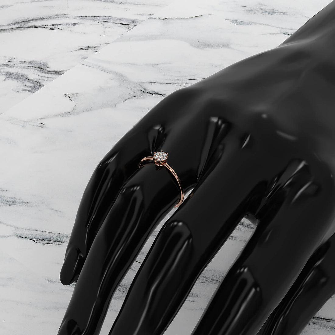 Minimalist Fashionable Petite Round Lab Diamond Prong Set Ring 0.09ctw.