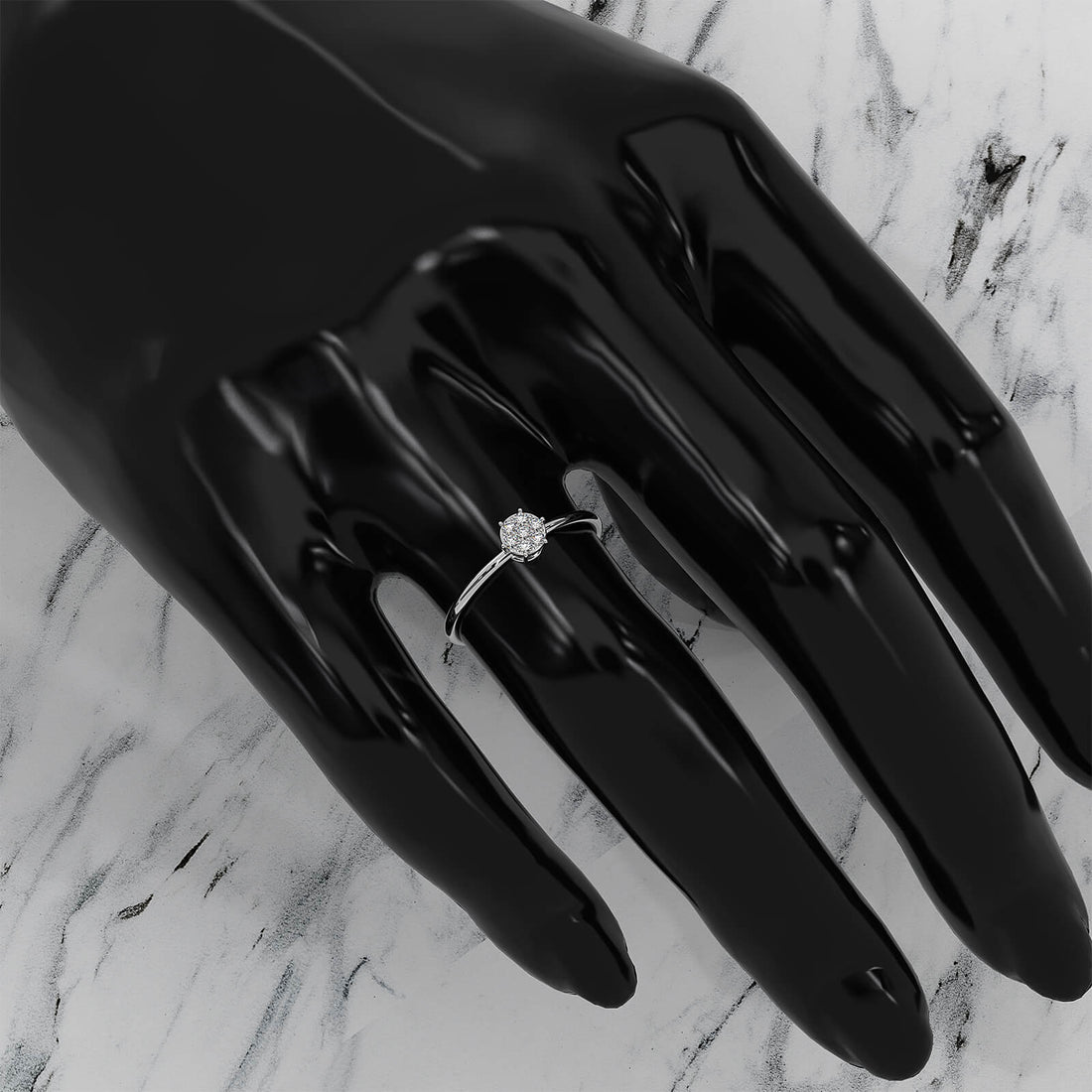 Minimalist Fashionable Petite Round Lab Diamond Prong Set Ring 0.09ctw.