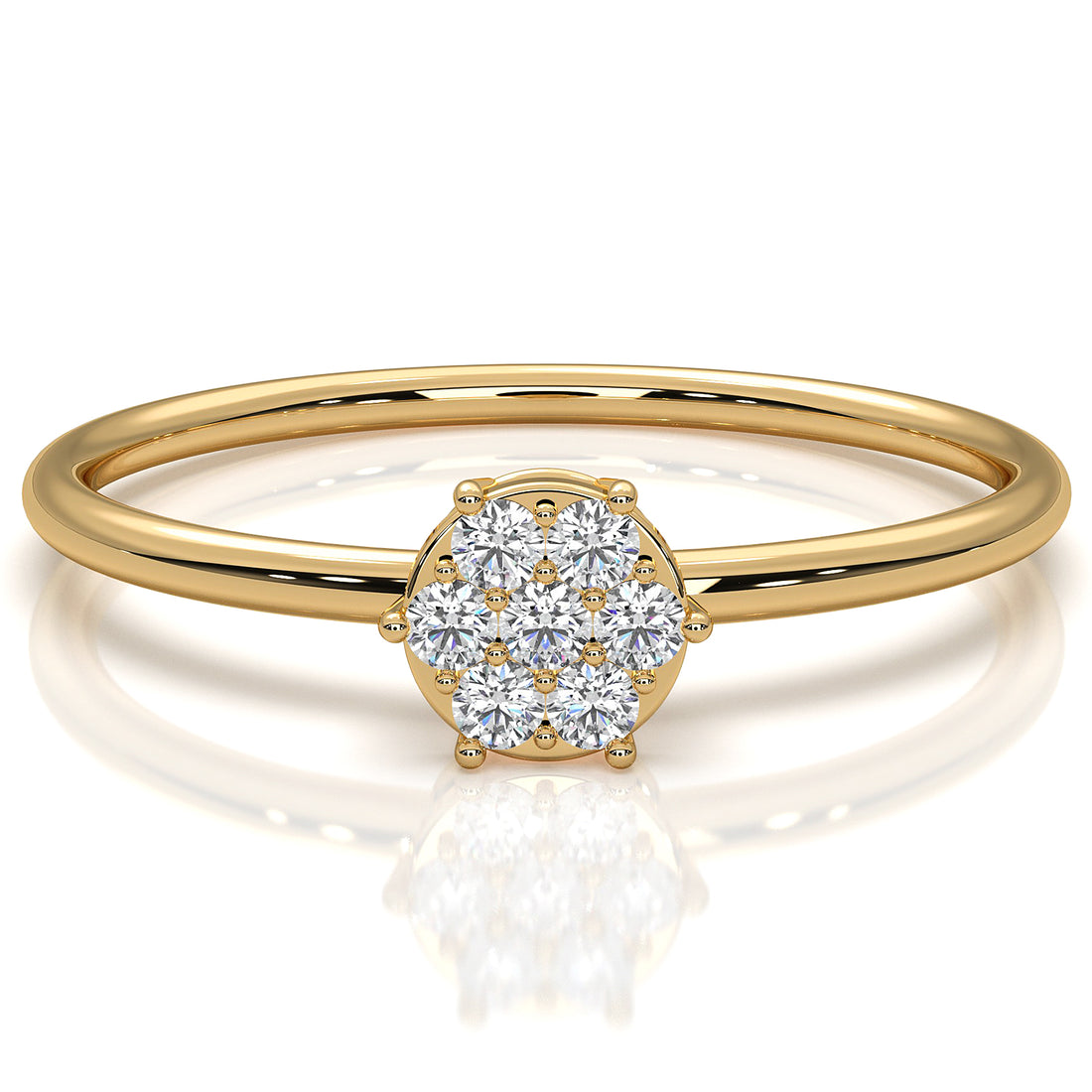 Minimalist Fashionable Petite Round Lab Diamond Prong Set Ring 0.09ctw.