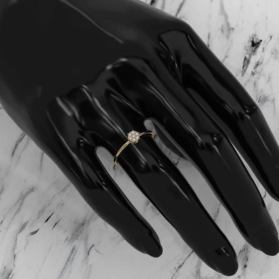 Minimalist Fashionable Petite Round Lab Diamond Prong Set Ring 0.09ctw.