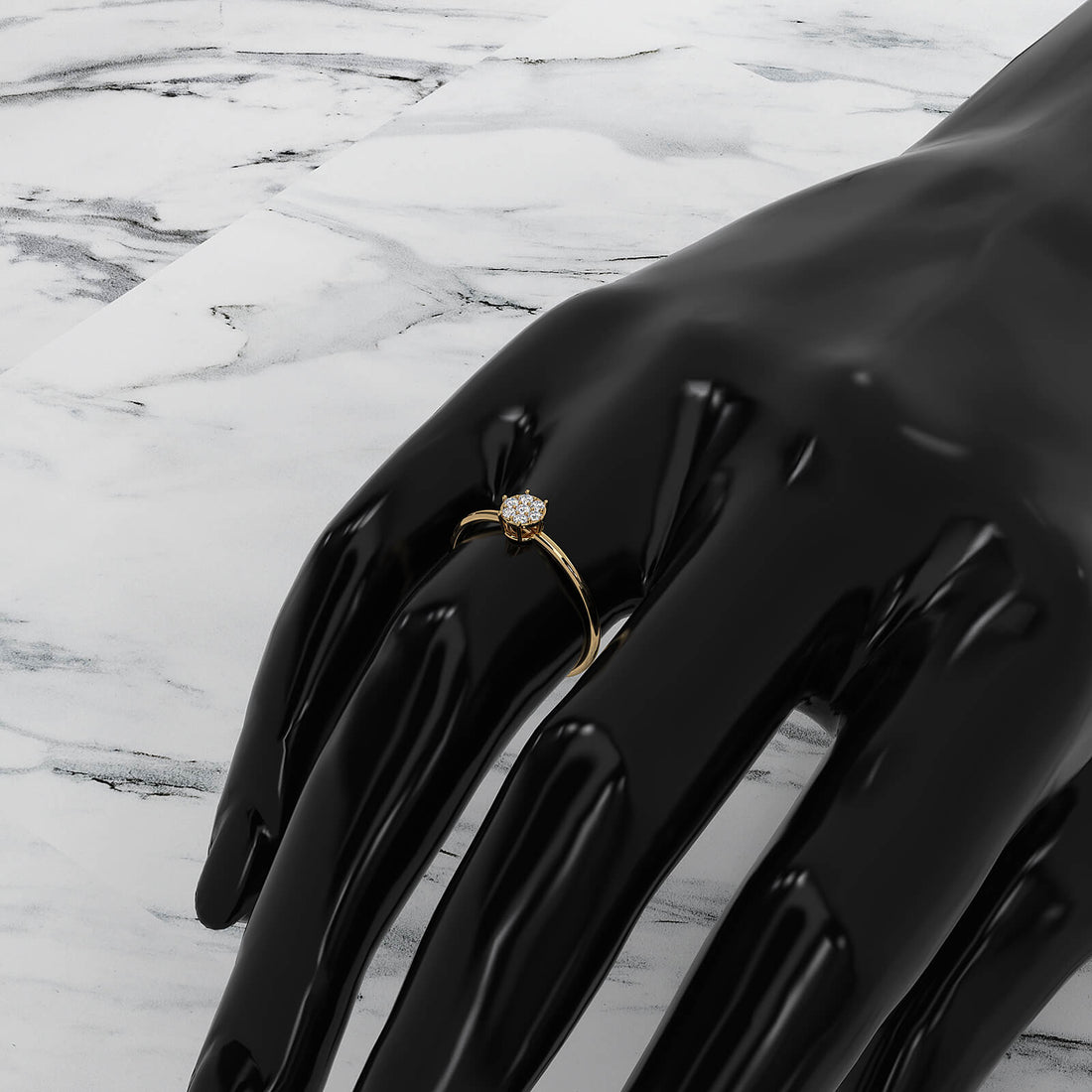 Minimalist Fashionable Petite Round Lab Diamond Prong Set Ring 0.09ctw.