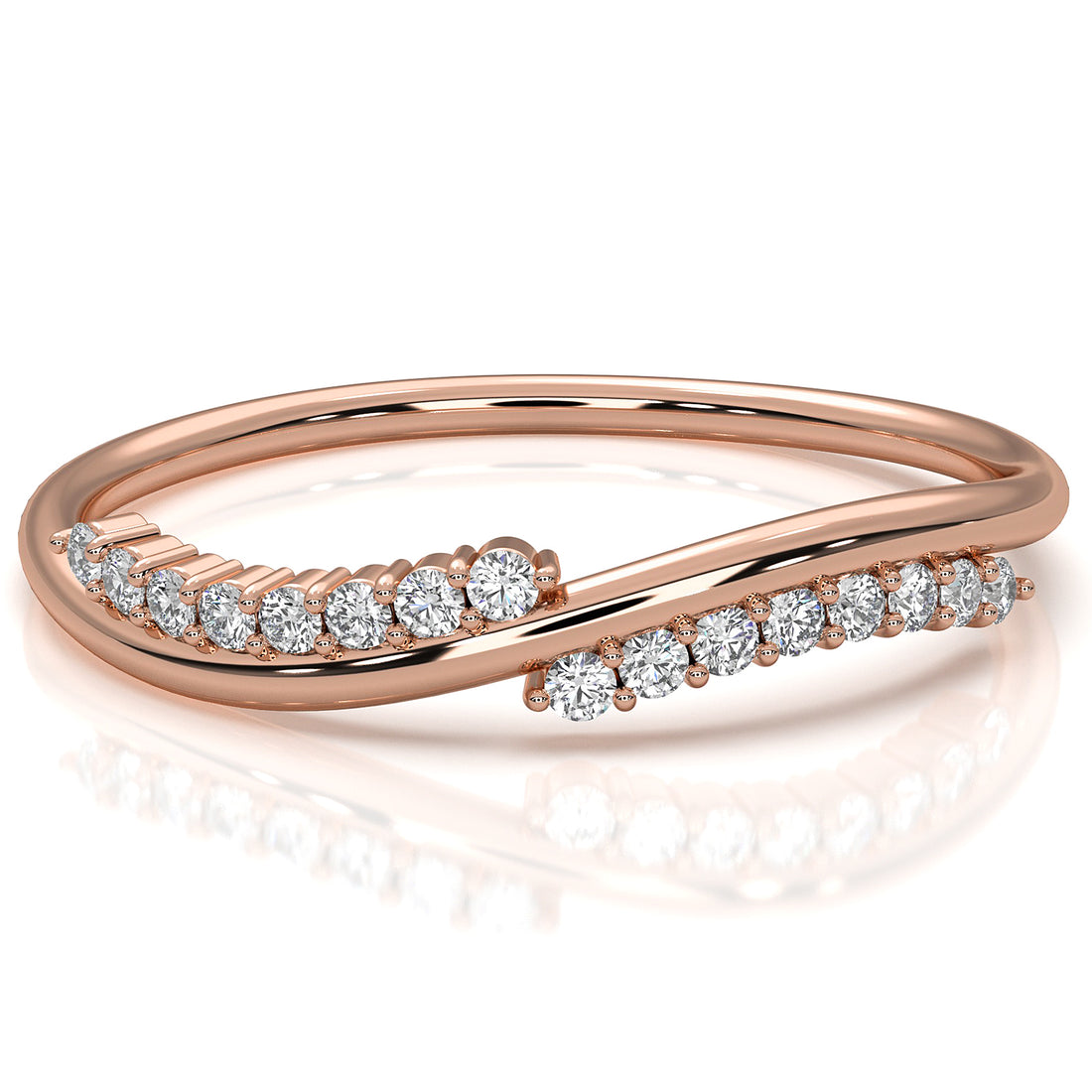 Twisted Stackable Minimalist Round Lab Diamond Fashion Ring 0.09ctw.