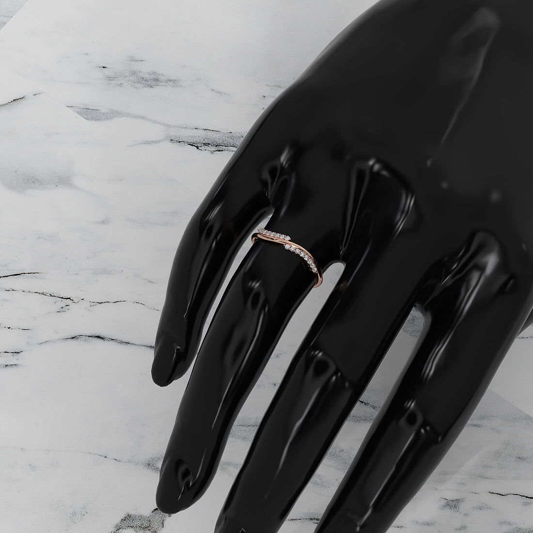 Twisted Stackable Minimalist Round Lab Diamond Fashion Ring 0.09ctw.