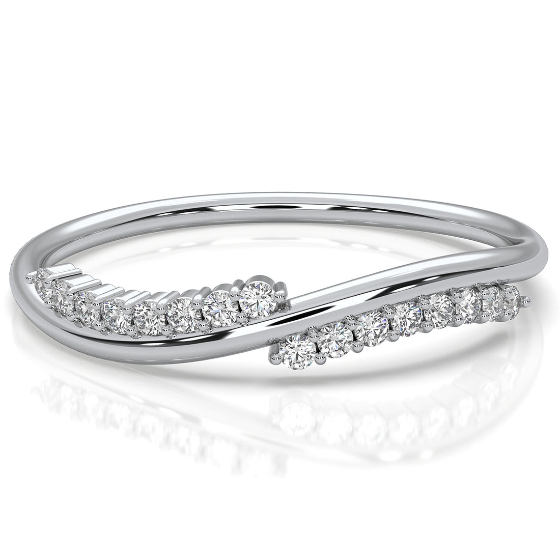 Twisted Stackable Minimalist Round Lab Diamond Fashion Ring 0.09ctw.