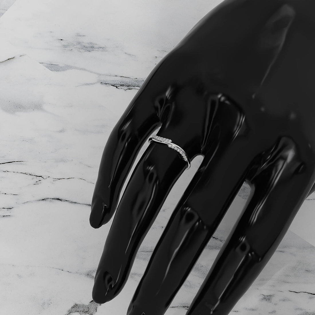 Twisted Stackable Minimalist Round Lab Diamond Fashion Ring 0.09ctw.