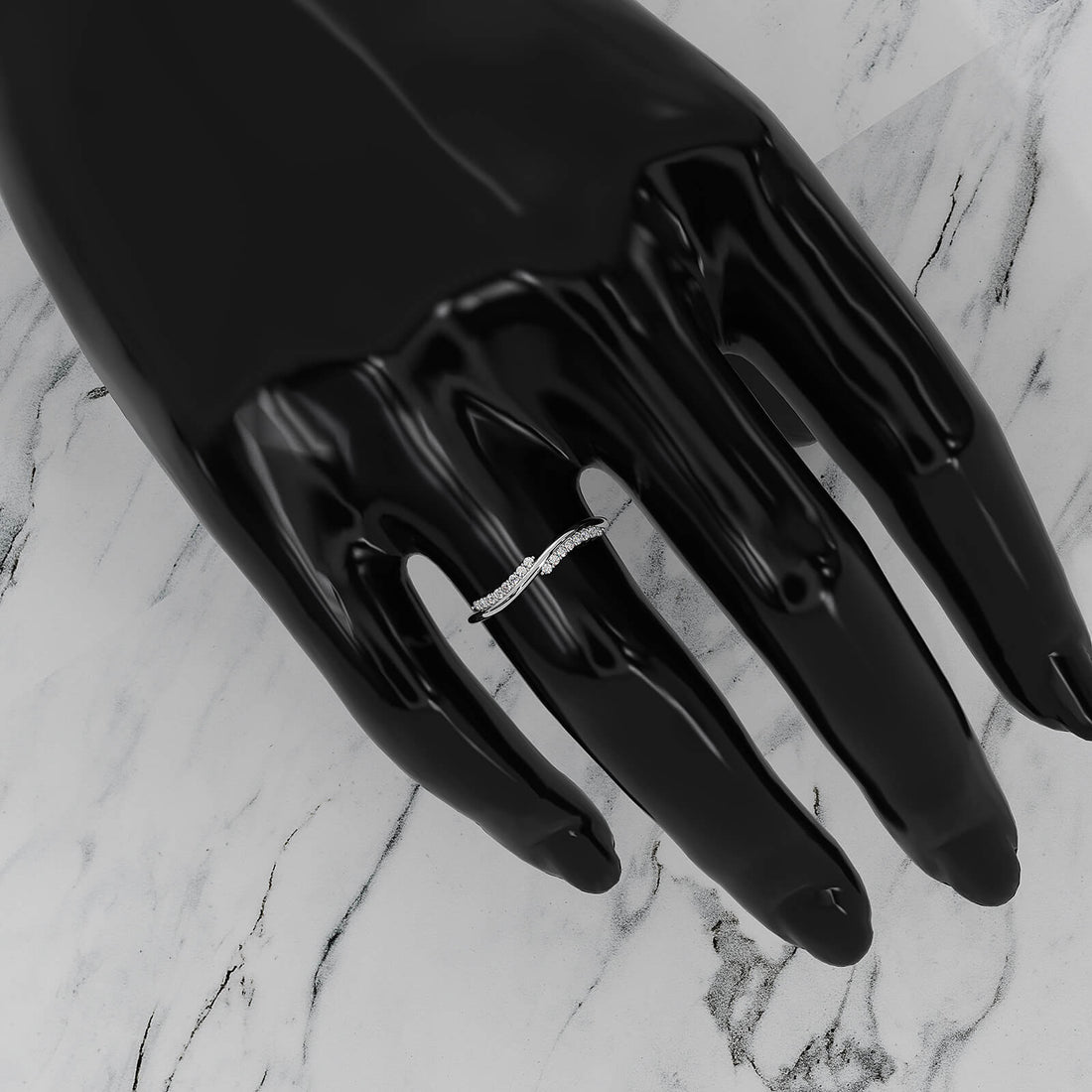 Twisted Stackable Minimalist Round Lab Diamond Fashion Ring 0.09ctw.