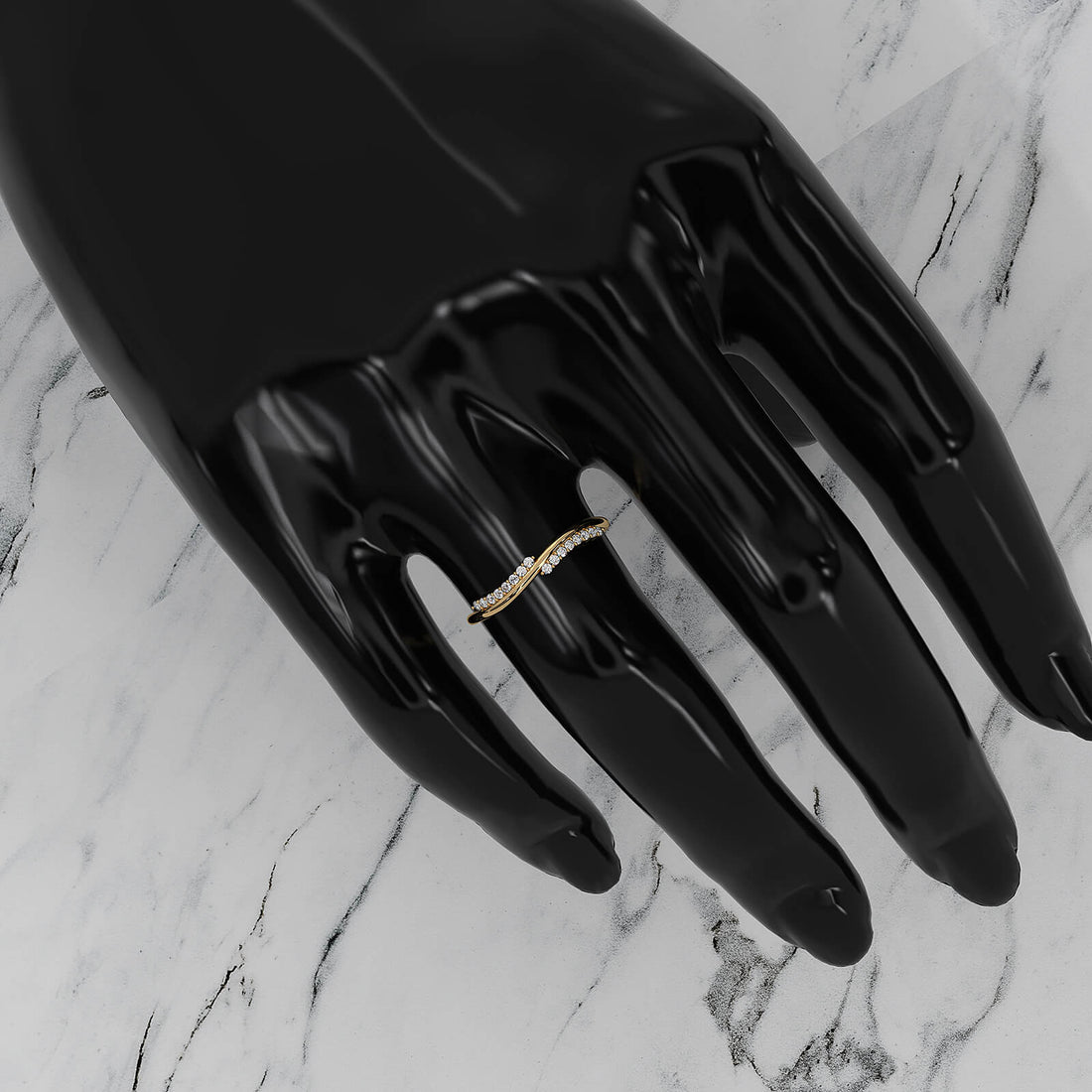 Twisted Stackable Minimalist Round Lab Diamond Fashion Ring 0.09ctw.