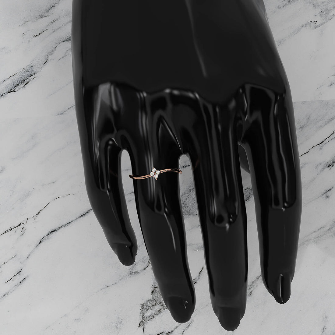 Floral Design Minimalist Prong Set Round Lab Diamond Fashion Ring 0.07ctw.