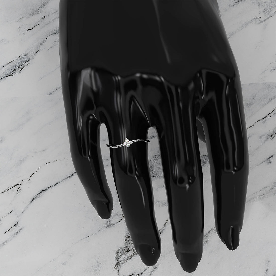 Floral Design Minimalist Prong Set Round Lab Diamond Fashion Ring 0.07ctw.