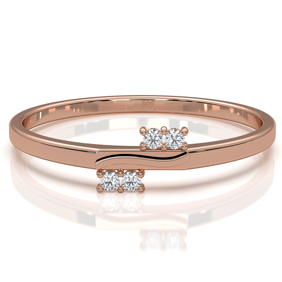 Stackable 4 Stone Round Lab Diamond Swirl Wedding Ring 0.03ctw.