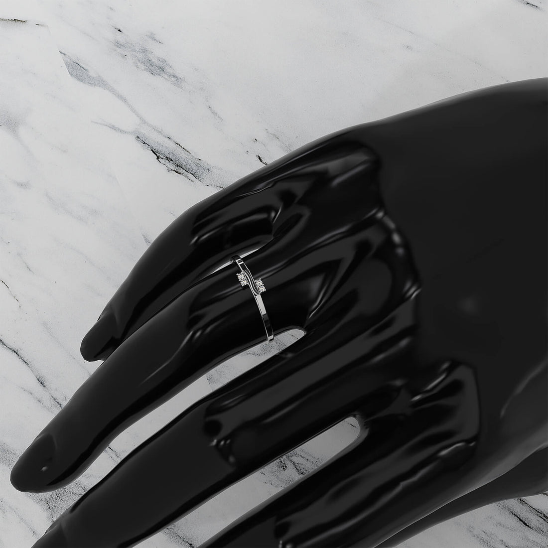 Stackable 4 Stone Round Lab Diamond Swirl Wedding Ring 0.03ctw.