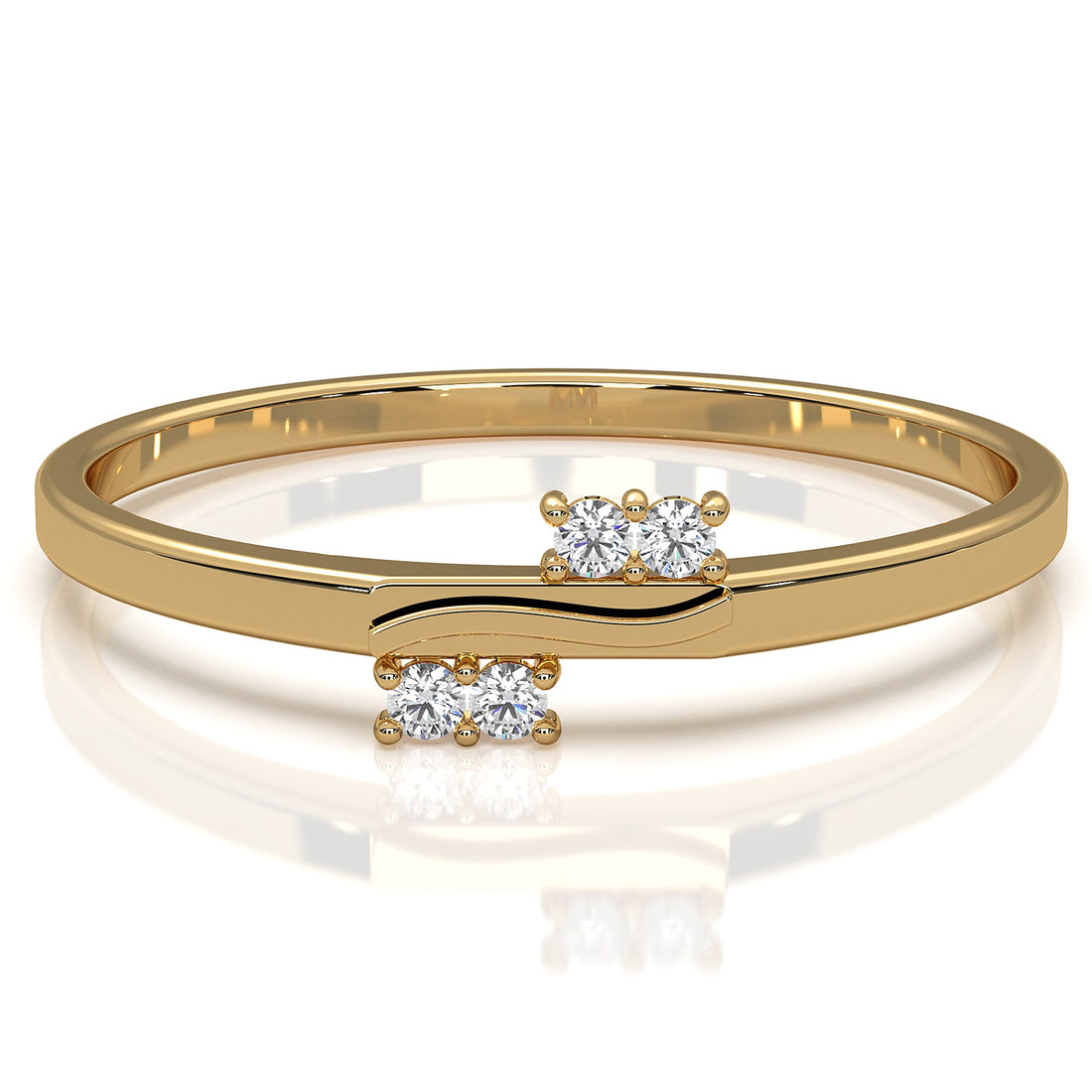 Stackable 4 Stone Round Lab Diamond Swirl Wedding Ring 0.03ctw.