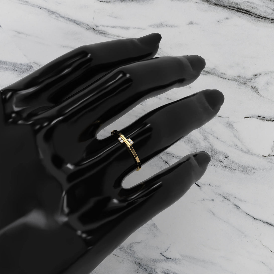 Stackable 4 Stone Round Lab Diamond Swirl Wedding Ring 0.03ctw.