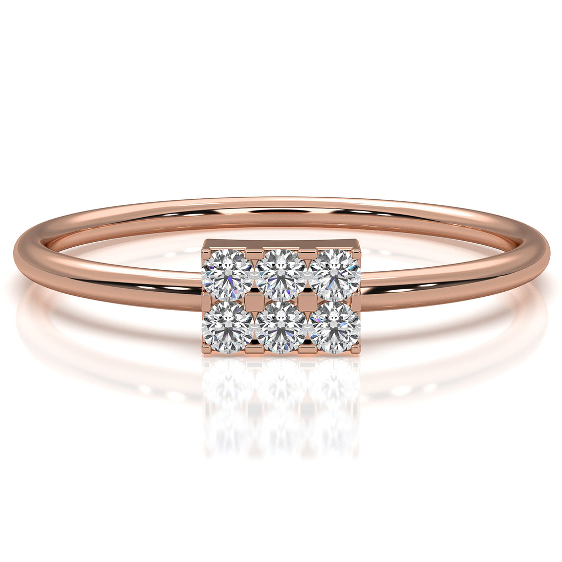 Slim Minimalist Rectangle Shape Lab Diamond Engagement Ring 0.11ctw.