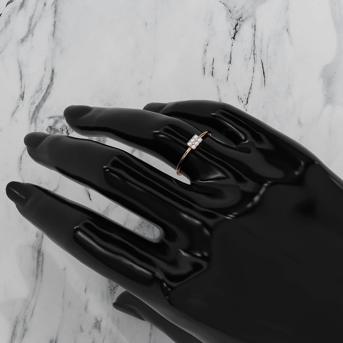 Slim Minimalist Rectangle Shape Lab Diamond Engagement Ring 0.11ctw.