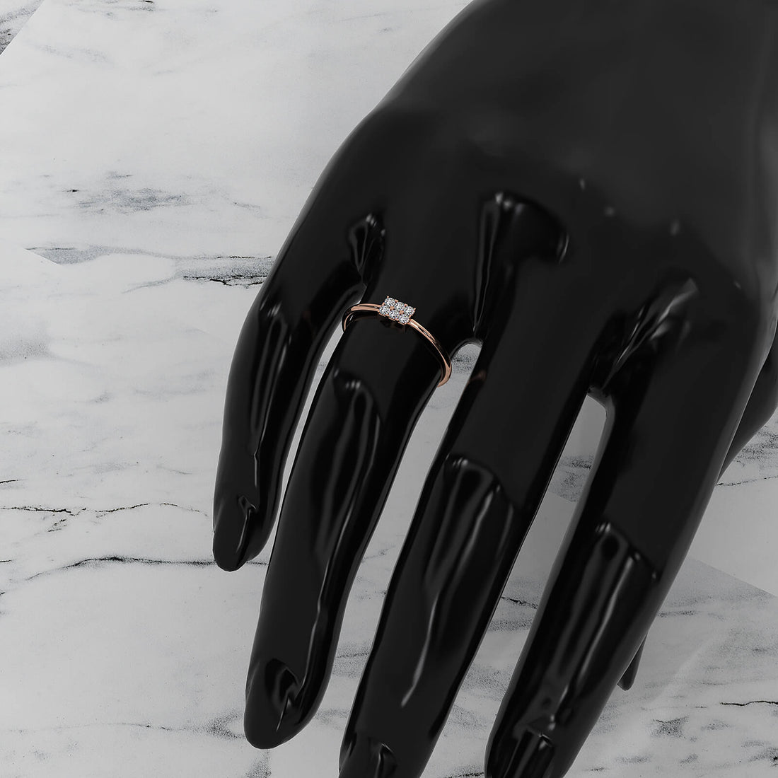 Slim Minimalist Rectangle Shape Lab Diamond Engagement Ring 0.11ctw.