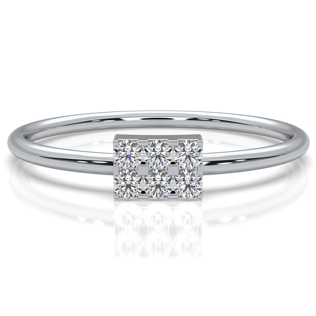 Slim Minimalist Rectangle Shape Lab Diamond Engagement Ring 0.11ctw.