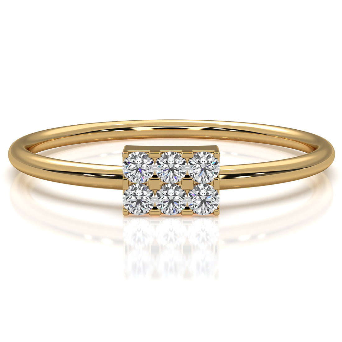 Slim Minimalist Rectangle Shape Lab Diamond Engagement Ring 0.11ctw.