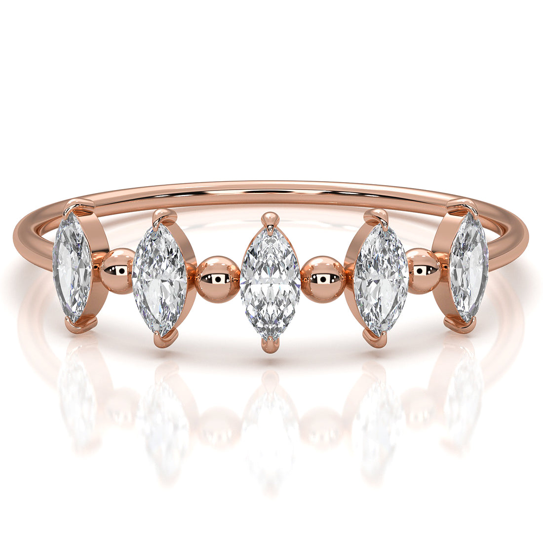 Prong Set Marquise Shape Lab Diamond Designer Ring 0.26ctw.