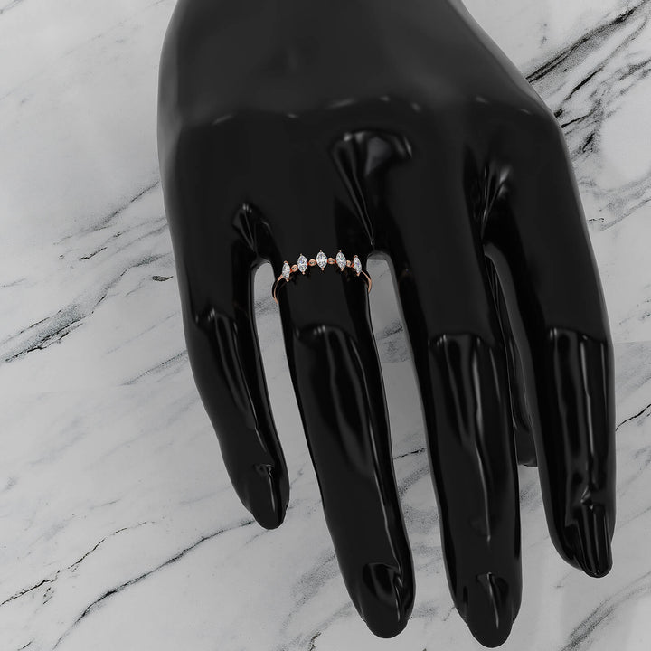 Prong Set Marquise Shape Lab Diamond Designer Ring 0.26ctw.