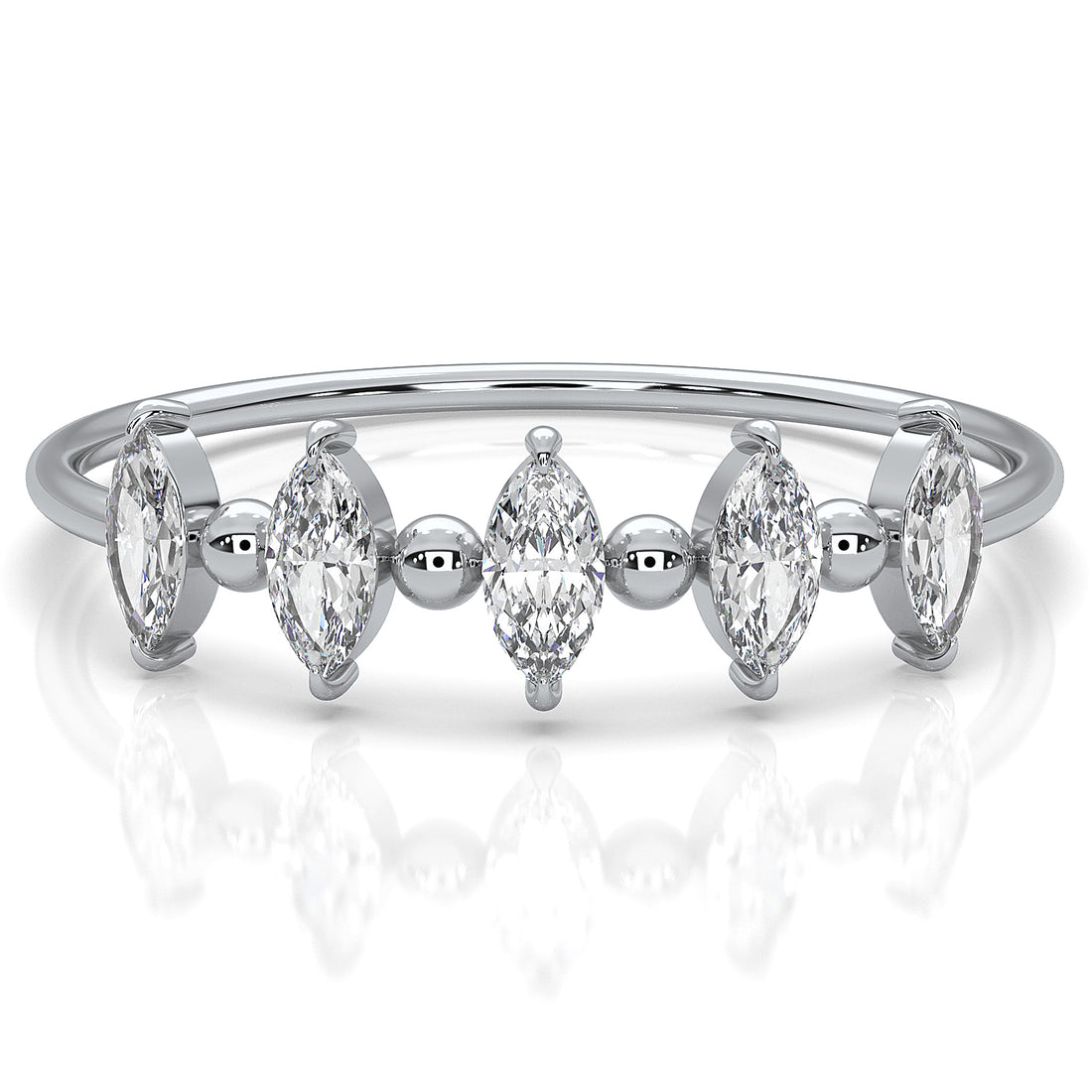 Prong Set Marquise Shape Lab Diamond Designer Ring 0.26ctw.